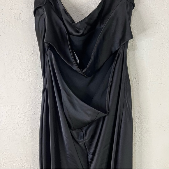 Zara Satin Effect Cut Out Back Midi Dress Black Blogger Favorite Tik Tok Viral - Picture 12 of 16